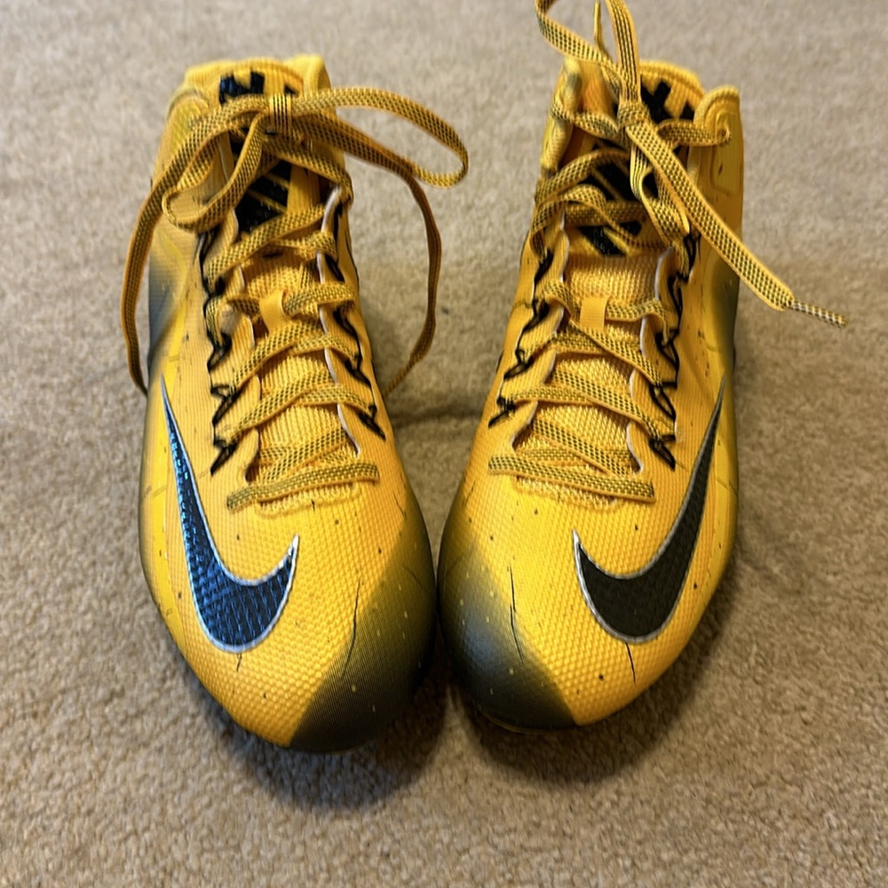NIKE CLEATS ALPHA SKIN FOOTBALL GOLD/ BLACK SZ 15 WORN 1x Sz 15